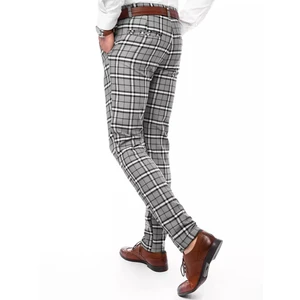 Gray Dstreet UX3698 checkered men's chino trousers