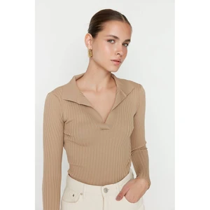 Trendyol Mink Polo Collar Knitwear Sweater