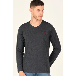 T8587 DEWBERRY V-NECK MEN'S SWEATSHIRT-DARK ANTHRACIC