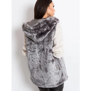 Gray faux fur vest