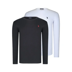 DUAL SET T8588 DEWBERRY ROUND COLLAR MEN'S SWEATSHIRT-WHITE-BLACK