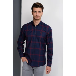 G656 DEWBERRY MEN's SHIRT-LACİVERT- BURGUNDY