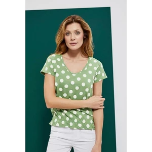 Polka dot blouse with V-neck