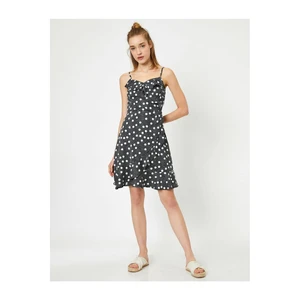 Koton Polka Dot Sleeveless Strap Ruffle Detailed Midi Dress