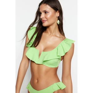 Trendyol Green Bralette Flounces Bikini Top