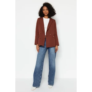 Trendyol Brown Regular Lined Double Breasted Closure Woven Blazer Jacket