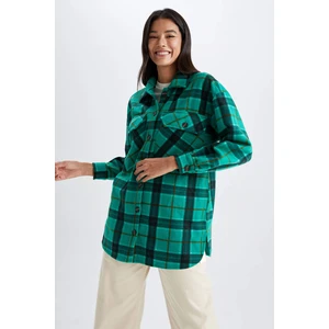 DEFACTO Flanel A Line Plaid Long Sleeve Tunic