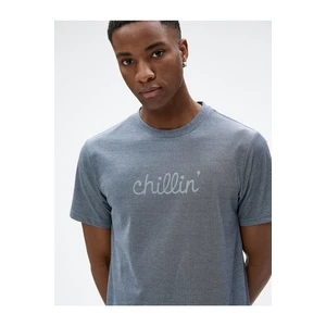 Koton Slogan Printed T-Shirt, Crew Neck, Slim Fit, Short Sleeves.