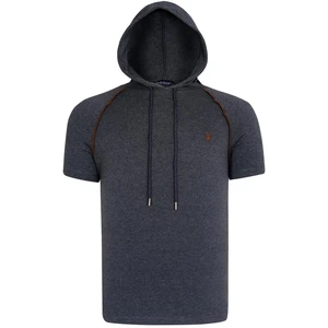 T8570 DEWBERRY HOODED MEN'S T-SHIRT-FLAT ANTHRACITE