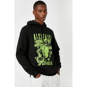 Koton Printed Hoodie Sweatshirt