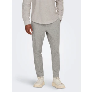 Light grey men's striped trousers with linen ONLY & SONS Li - Men