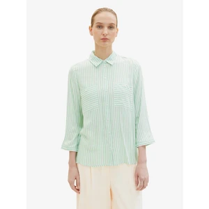 White and Green Ladies Striped Shirt Tom Tailor - Women