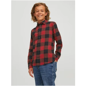 Black-Red Boy Plaid Shirt Jack & Jones Gingham - Boys