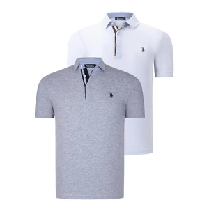 DUAL SET T8582 DEWBERRY MENS T-SHIRT-WHITE-GREY