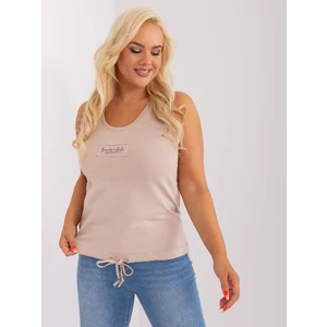 Women's cotton top of larger size in beige color