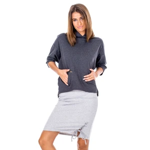 Pencil skirt with decorative lacing gray