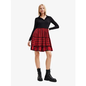 Red and Black Checkered Dress Desigual Harryst - Ladies