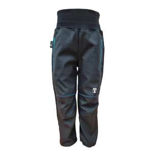 Children's softshell pants SUMMER - black with blue pockets