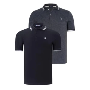 DUAL SET T8594 DEWBERRY MENS T-SHIRT-BLACK-ANTHRACITE