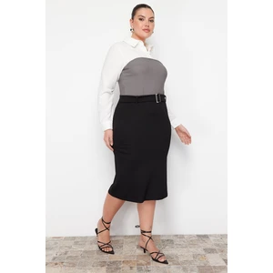 Trendyol Curve Black Pencil Knitted Skirt