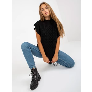 Black, knitted vest with braids SUBLEVEL