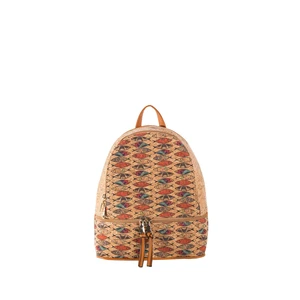 Light brown women's backpack with print