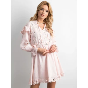 Pink boho dress with ruffles