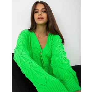 Fluo green cardigan with openwork pattern RUE PARIS