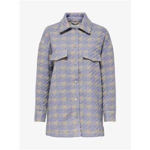 Beige-purple plaid shirt jacket ONLY Johanna - Women