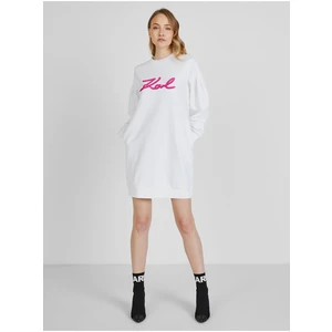 Šaty Karl Lagerfeld Karl Signature Sweat Dress - Bílá - M