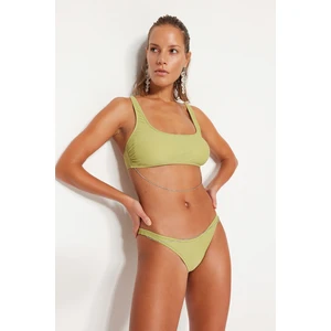 Trendyol Green Bikini Bottoms With Beads Accessory, Regular Leg