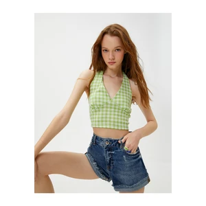 Koton Crop Top Halter V-Neck