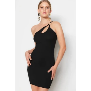 Trendyol Black Fitted Sweater With Window/Cut Out Detailed Evening Dress With Accessories