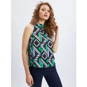 Orsay Black and Green Ladies Patterned Blouse - Women