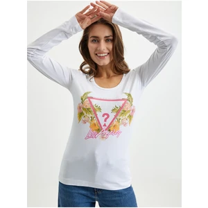 White Ladies Long Sleeve T-Shirt Guess - Women