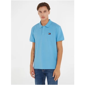 Světle modré pánské polo tričko Tommy Jeans Badge Polo - Pánské