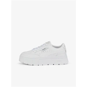 White Women's Leather Sneakers on Puma Mayze Stack Platform - Women