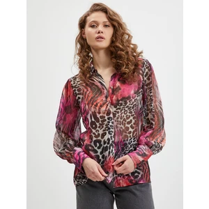 Dark pink Ladies Patterned Shirt Guess Raven - Women