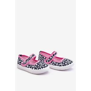 Children's ballerinas with Velcro in navy blue and pink Selah