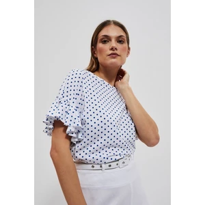 Women's blouse Moodo - white with blue polka dots