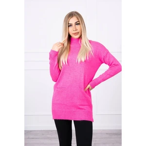 Sweater with stand-up collar pink