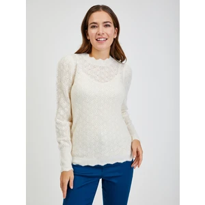 Cream women's perforated sweater ORSAY - Women