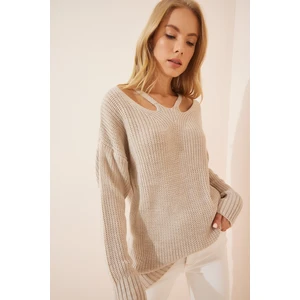 Happiness İstanbul Sweater - Beige - Oversize