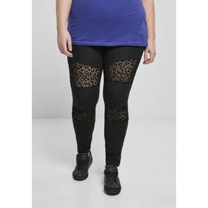 Ladies Flock Lace Inset Leggings Black