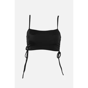 Trendyol Black Pleated Bikini Top