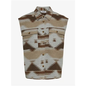 Brown-Beige Patterned Vest Noisy May Aztec - Women