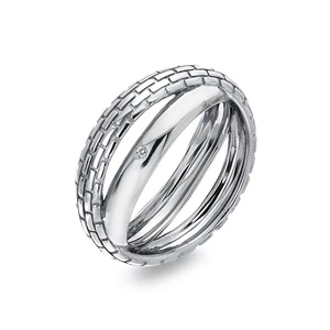 Hot Diamonds Originálny strieborný prsteň s diamantom Woven DR235 58 mm