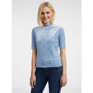 Orsay Light Blue Women's Patterned Velvet Top - Women's