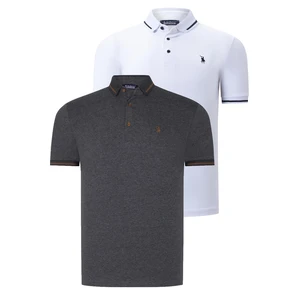 DOUBLE SET T8586 DEWBERRY MEN'S T-SHIRT-WHITE-ANTHRACITE