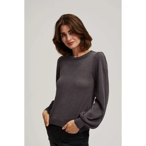 Sweater with puff sleeves and metal thread